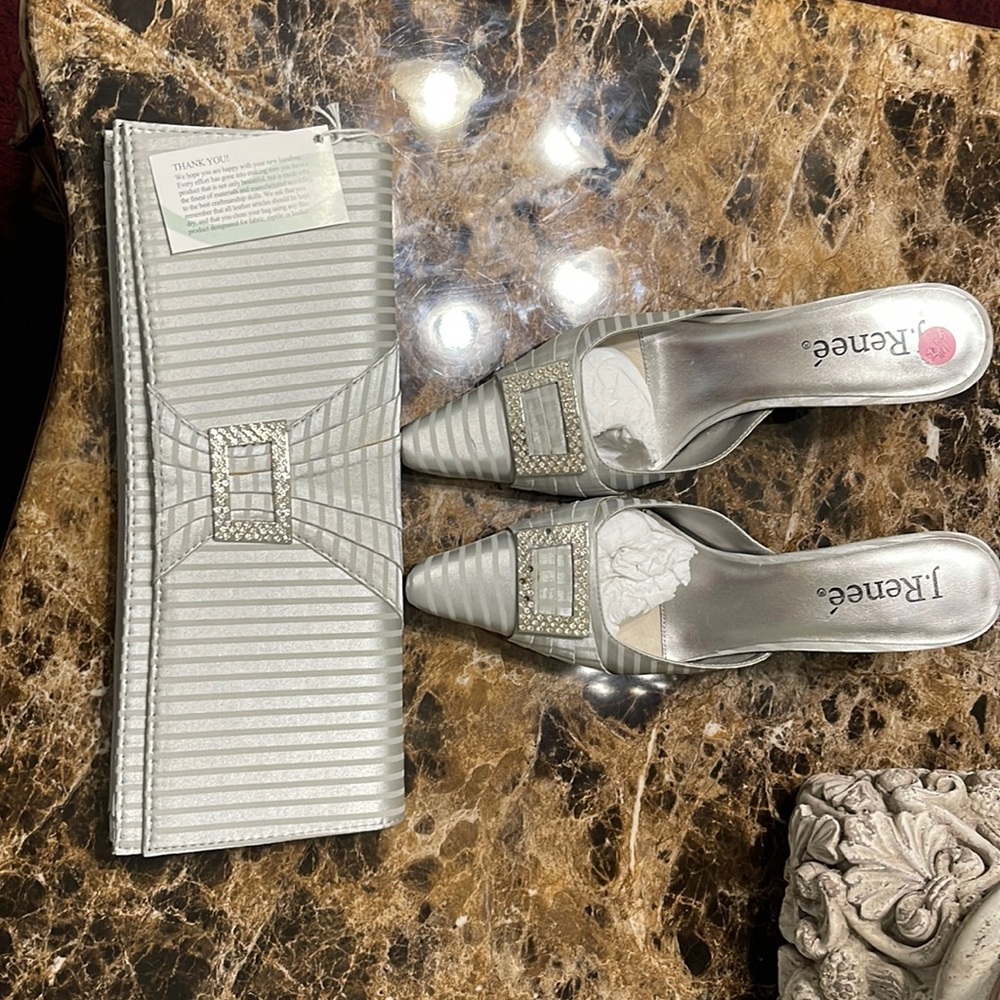 J.Renee size 11 shoe and purse. A couple of crystals missing on shoe